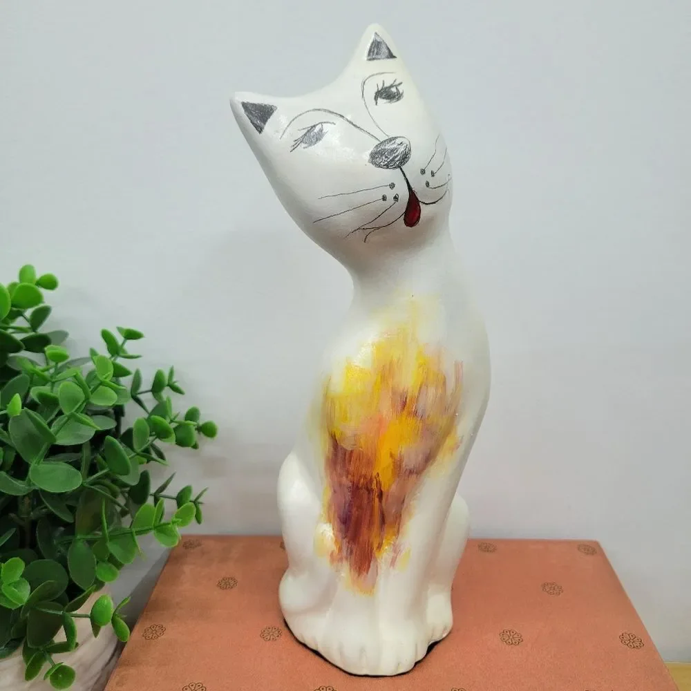 Long Neck Vintage Whimsical Cat Statue Figurine
